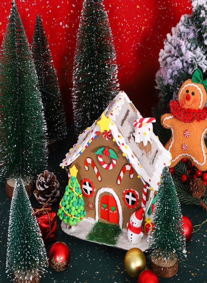 Fovths 4 Sets Clay Christmas Gingerbread House Kit with Lights Craft Cardboard Gingerbread House DIY Christmas Decorations Holiday Activity Arts and Crafts for Christmas Party Supplies Decoration - Image 5